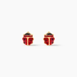 Boucles D'oreilles Puces Or Jaune Helidie Email