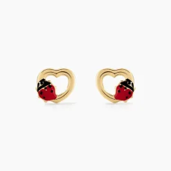 Boucles D'oreilles Puces Or Jaune Syringa Smalto