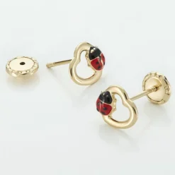 Boucles D'oreilles Puces Or Jaune Syringa Smalto