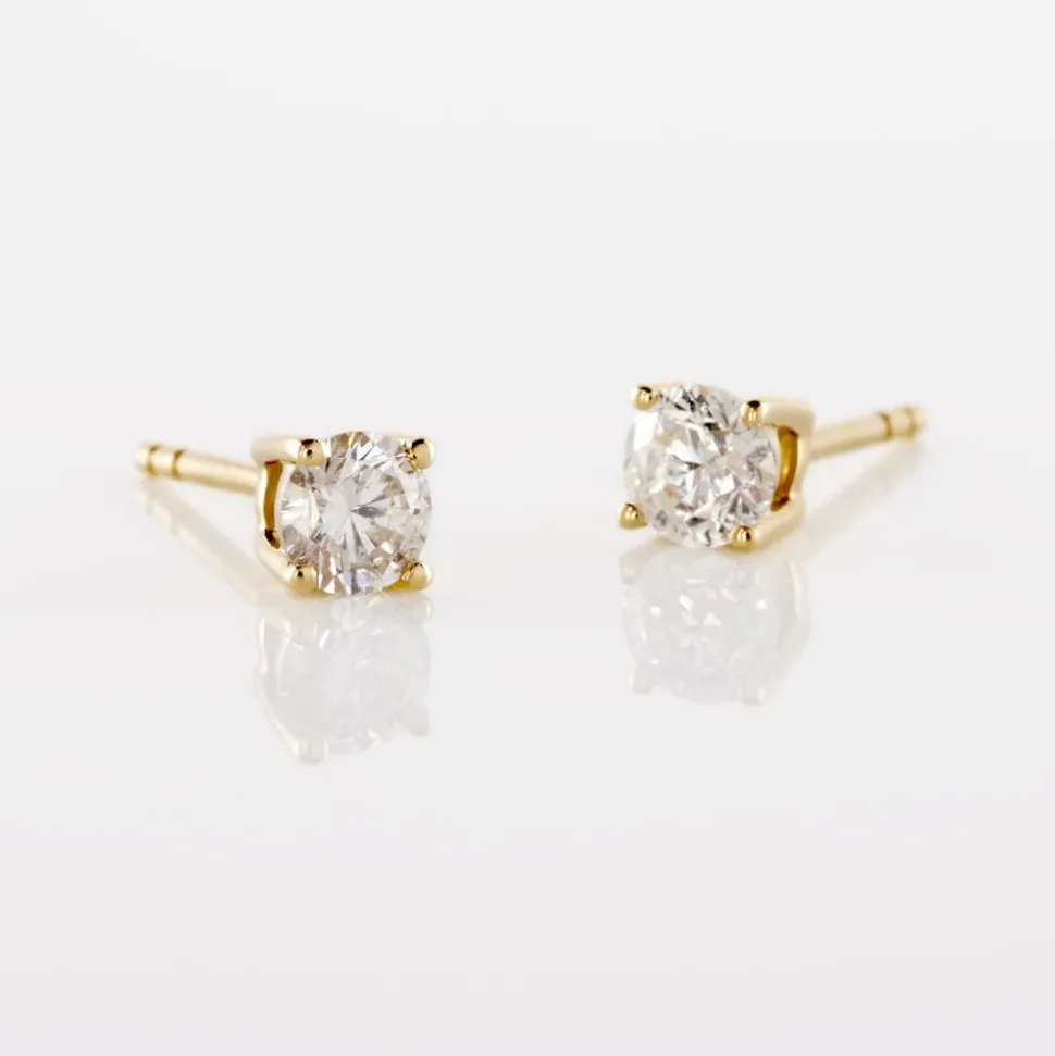 Boucles D'oreilles Puces Or Jaune Victoria Diamants