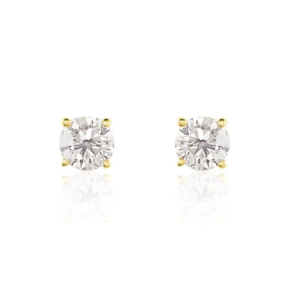 Boucles D'oreilles Puces Or Jaune Victoria Diamants