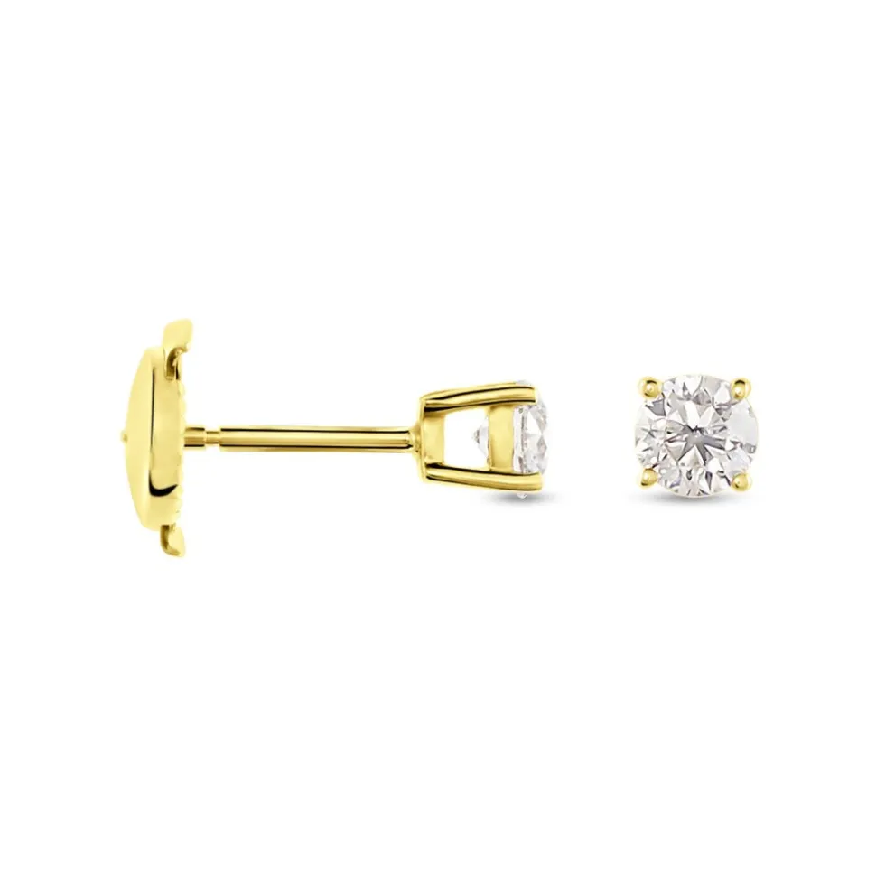 Boucles D'oreilles Puces Or Jaune Victoria Diamants