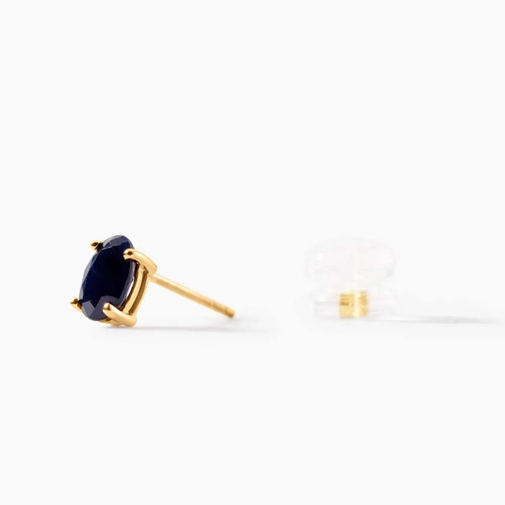 Marc Orian Cadeaux Mariage|Anniversaire De Mariage > Boucles D'oreilles Puces Or Jaune Ovale Saphir