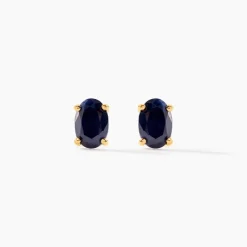 Marc Orian Cadeaux Mariage|Anniversaire De Mariage > Boucles D'oreilles Puces Or Jaune Ovale Saphir