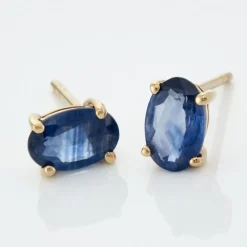 Marc Orian Cadeaux Mariage|Anniversaire De Mariage > Boucles D'oreilles Puces Or Jaune Ovale Saphir