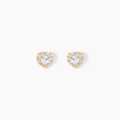 Marc Orian Bijoux Zirconium|Boucles D'Oreilles Cœur > Boucles D'oreilles Puces Or Jaune Festuca Oxydes De Zirconium