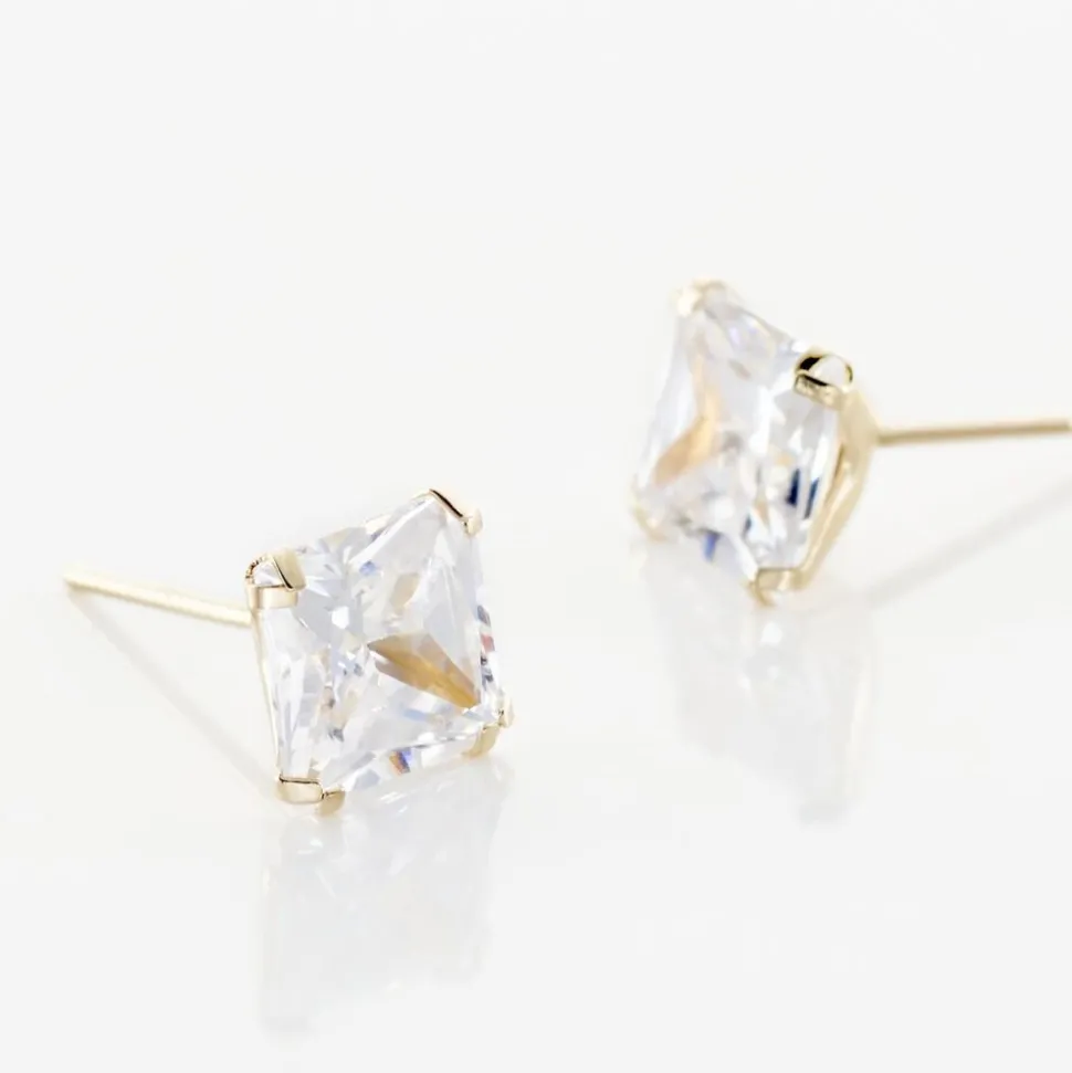 Boucles D'oreilles Puces Or Jaune Doreen Oxydes De Zirconium
