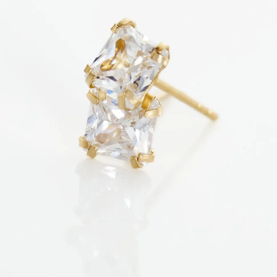 Boucles D'oreilles Puces Or Jaune Doreen Oxydes De Zirconium
