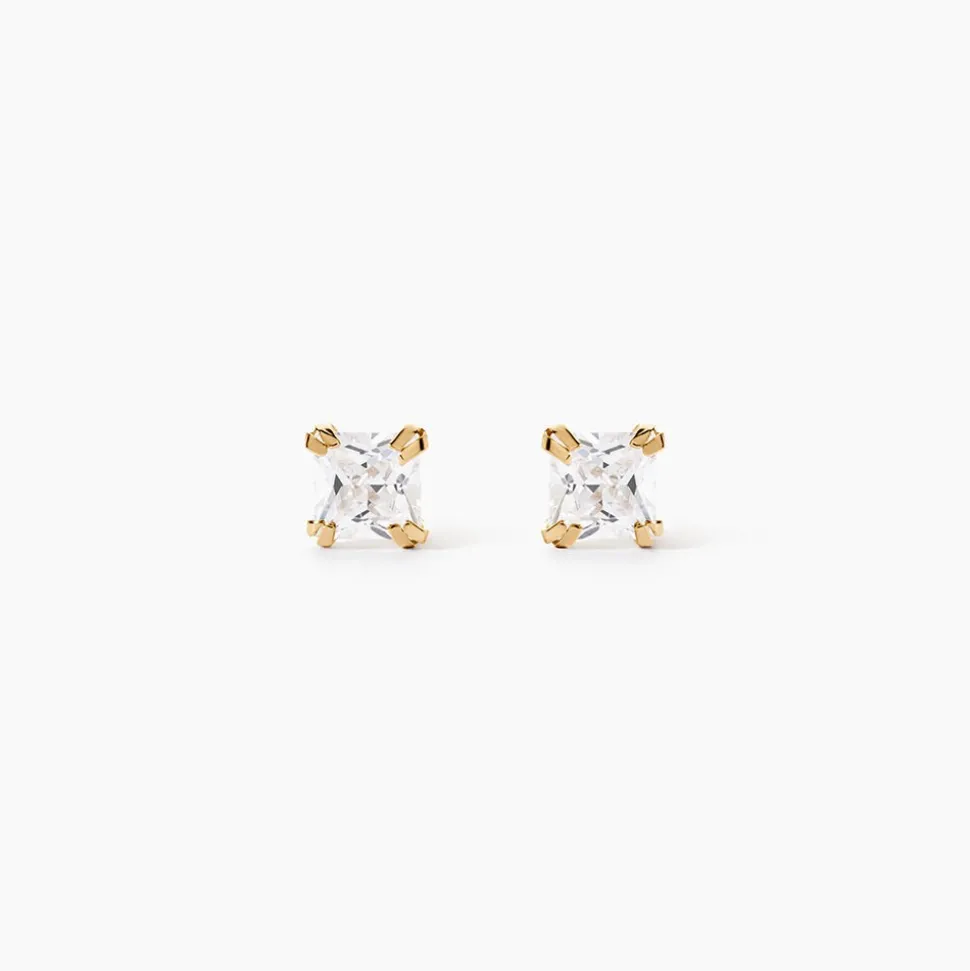 Boucles D'oreilles Puces Or Jaune Doreen Oxydes De Zirconium