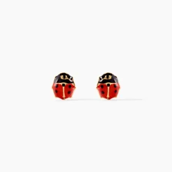 Boucles D'oreilles Puces Or Jaune Helidie Email