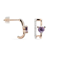 Marc Orian Anniversaire De Mariage|Boucles D'Oreilles Cœur > Boucles D'oreilles Puces Or Rose Amethyste Et Diamant