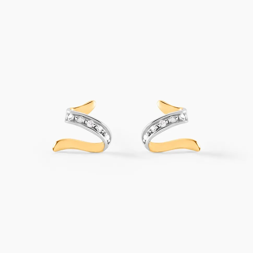 Boucles D'oreilles Puces Ouassima Or Jaune Diamant