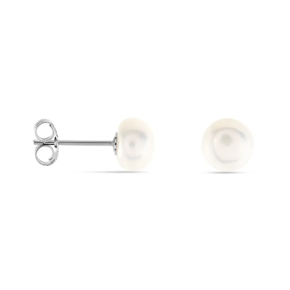 Boucles D'oreilles Puces Pascaloun Argent Perle De Culture