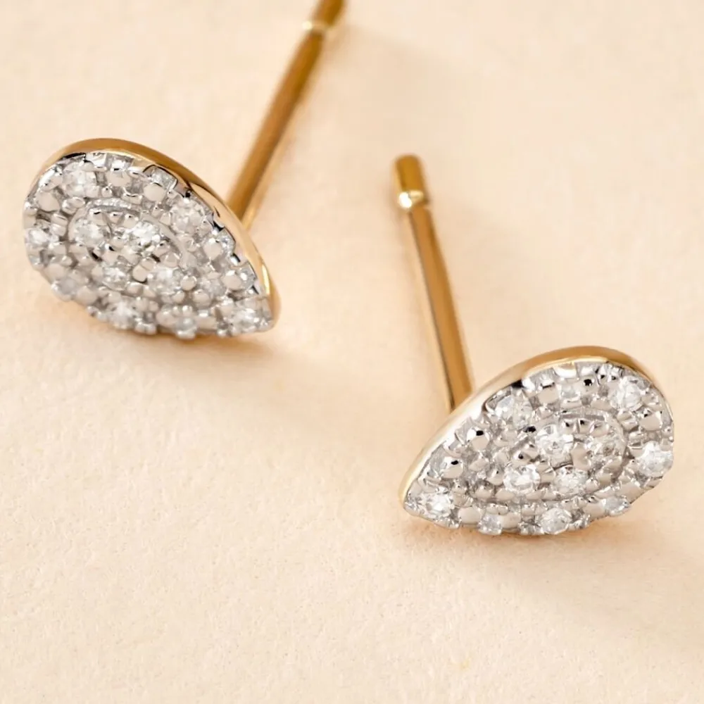 Marc Orian Cadeaux Mariage|Bijoux Diamant > Boucles D'oreilles Puces Pear C Or Jaune Diamant