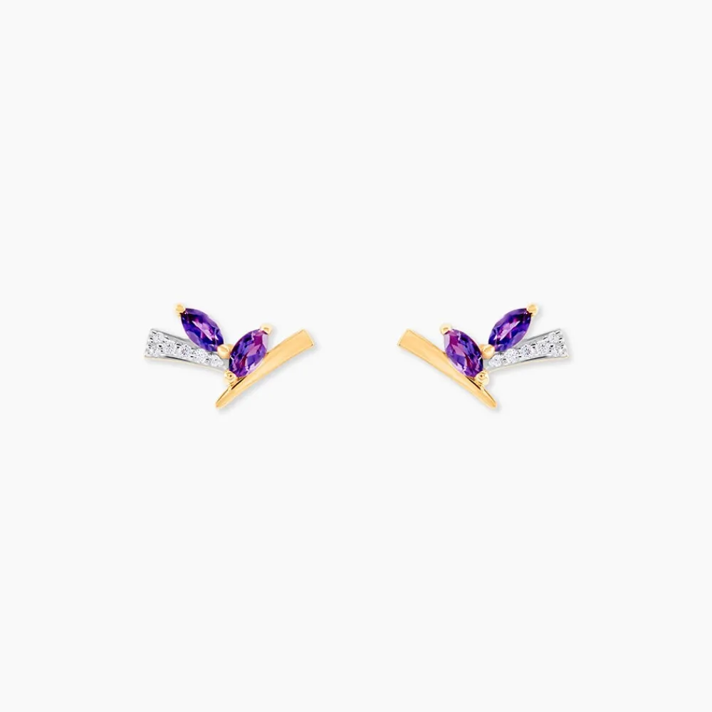Marc Orian Cadeaux Mariage|Boucles D'Oreilles Améthyste > Boucles D'oreilles Puces Petras Or Jaune Améthyste Oxyde De Zirconium