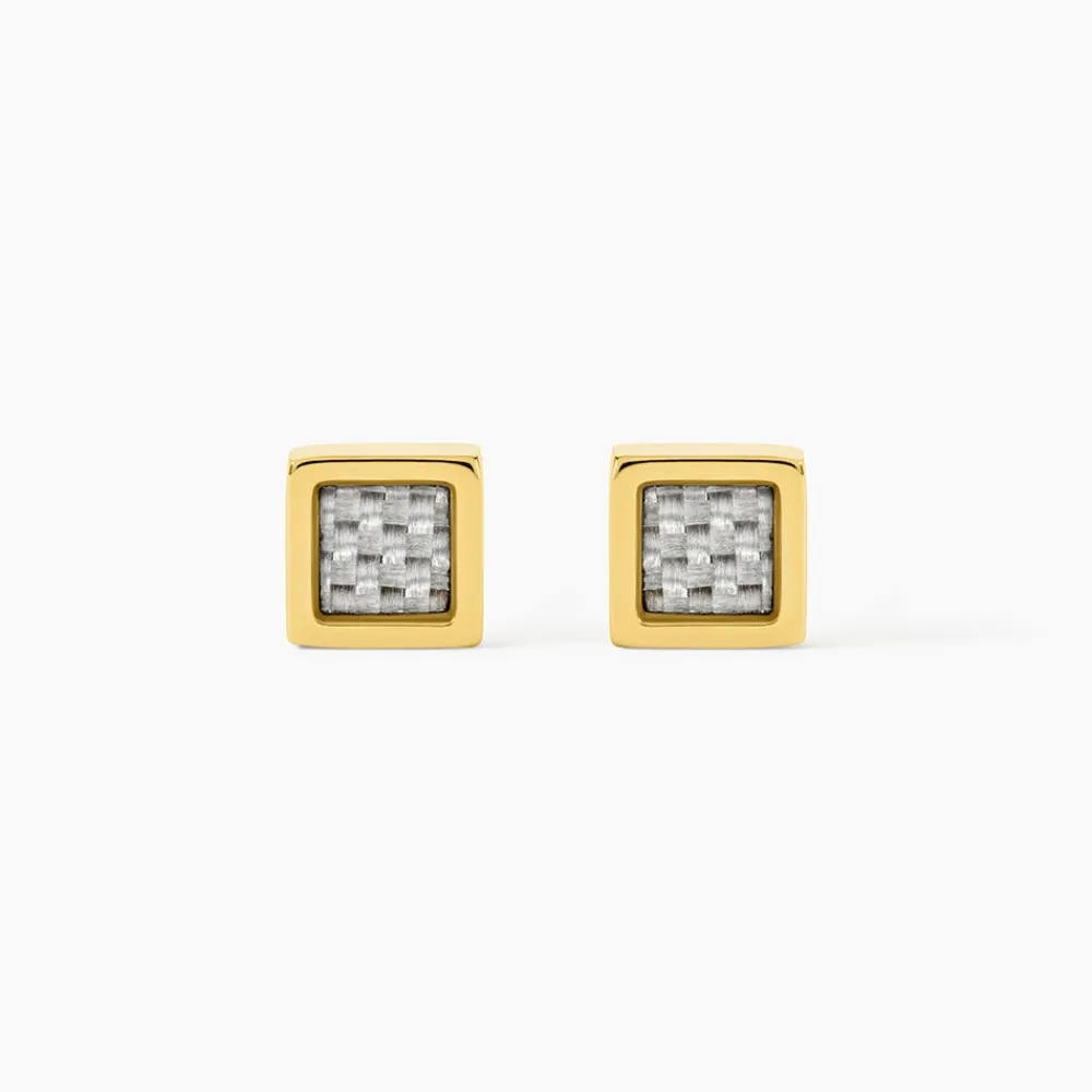 PHEBUS HIM Bijoux Homme|Boucles D'Oreilles Acier Inoxydable > Boucles D'oreilles Puces Acier Doré Carbone