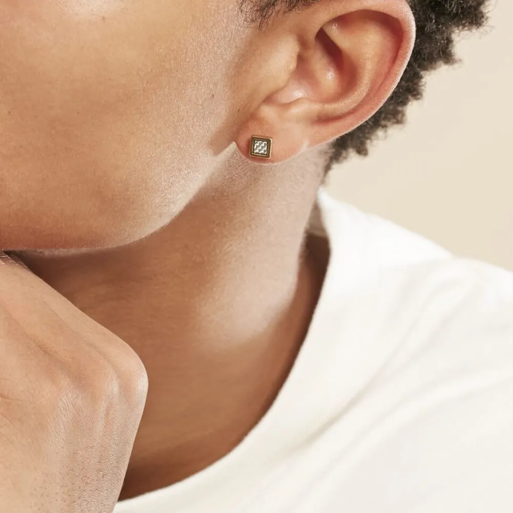 PHEBUS HIM Bijoux Homme|Boucles D'Oreilles Acier Inoxydable > Boucles D'oreilles Puces Acier Doré Carbone