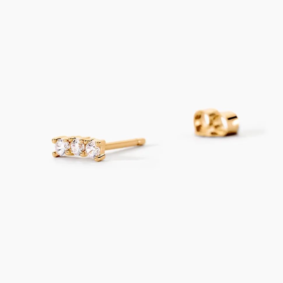 Boucles D'oreilles Puces Plaqué Or Jaune Alodia Oxydes De Zirconium