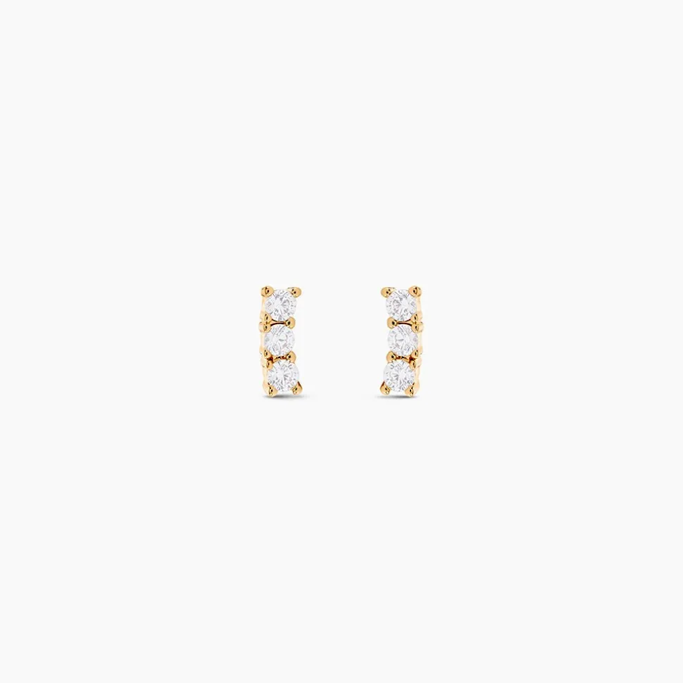 Boucles D'oreilles Puces Plaqué Or Jaune Alodia Oxydes De Zirconium