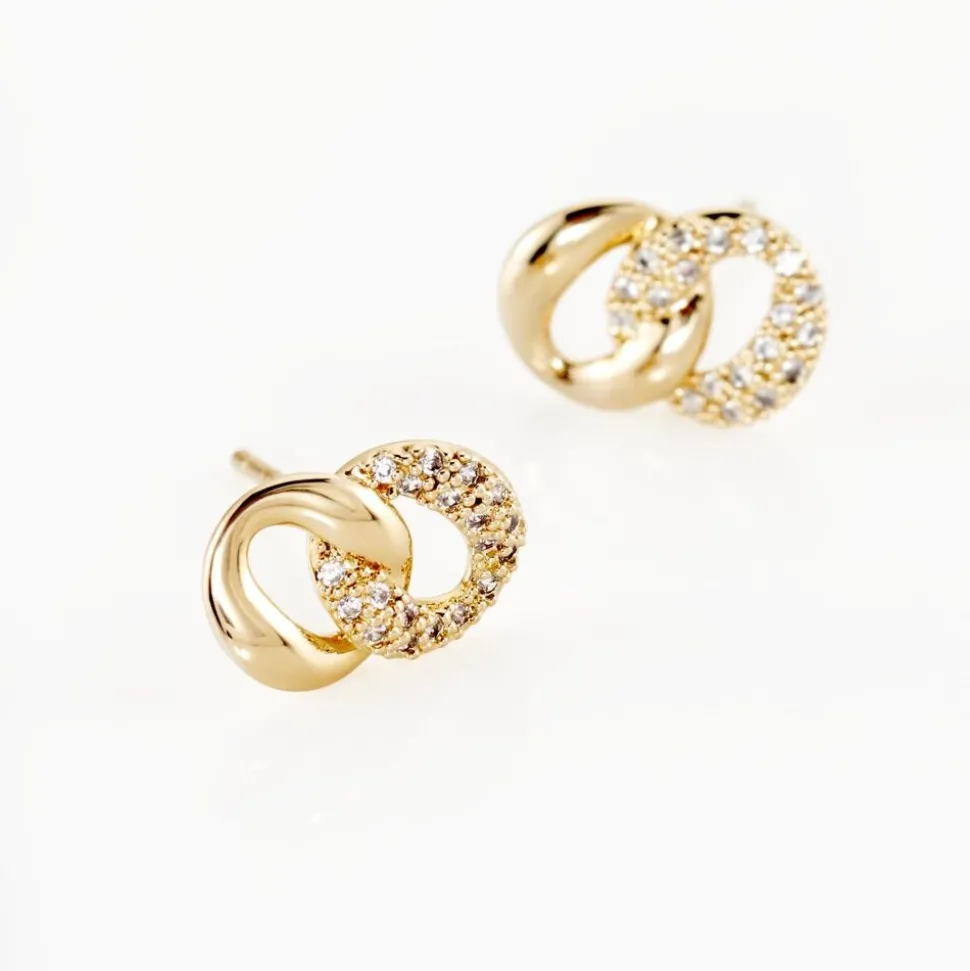 Boucles D'oreilles Puces Plaqué Or Jaune Amato Oxydes De Zirconium