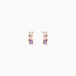 Boucles D'oreilles Puces Plaqué Or Jaune Alodia Oxydes De Zirconium