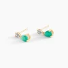 Marc Orian Cadeaux Mariage|Bijoux Or > Boucles D'Oreilles Puces Porfirio Or Jaune Emeraude Diamant