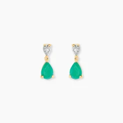 Marc Orian Cadeaux Mariage|Bijoux Or > Boucles D'Oreilles Puces Porfirio Or Jaune Emeraude Diamant
