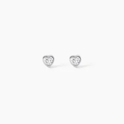 Boucles D'Oreilles Puces Querida Argent Blanc Oxyde De Zirconium