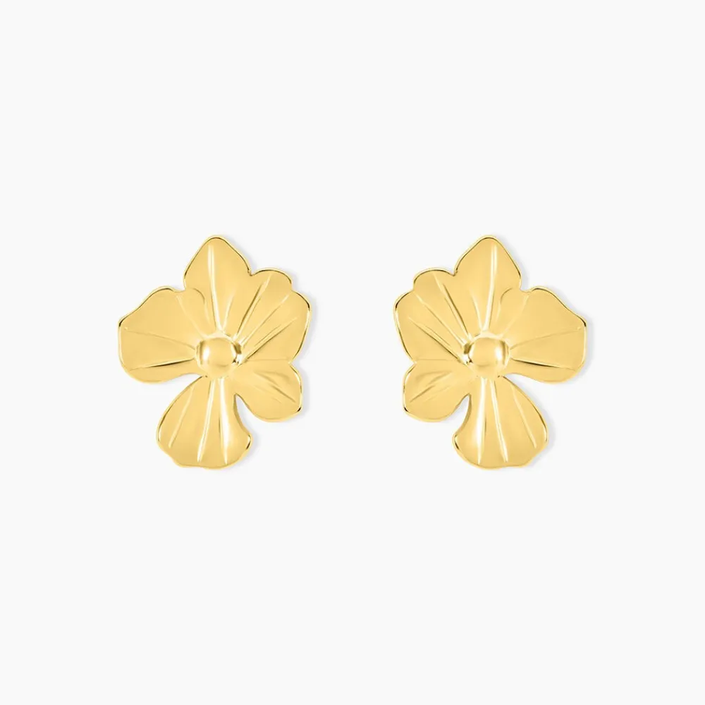 Marc Orian Boucles D'Oreilles Fleur|Boucles D'Oreilles Acier Inoxydable > Boucles D'oreilles Puces Rahima Acier Jaune