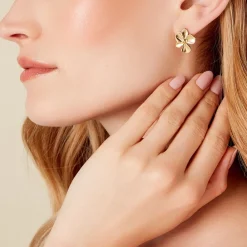 Marc Orian Boucles D'Oreilles Fleur|Boucles D'Oreilles Acier Inoxydable > Boucles D'oreilles Puces Rahima Acier Jaune