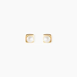 Boucles D'oreilles Puces Rhadia Or Jaune Perle De Culture