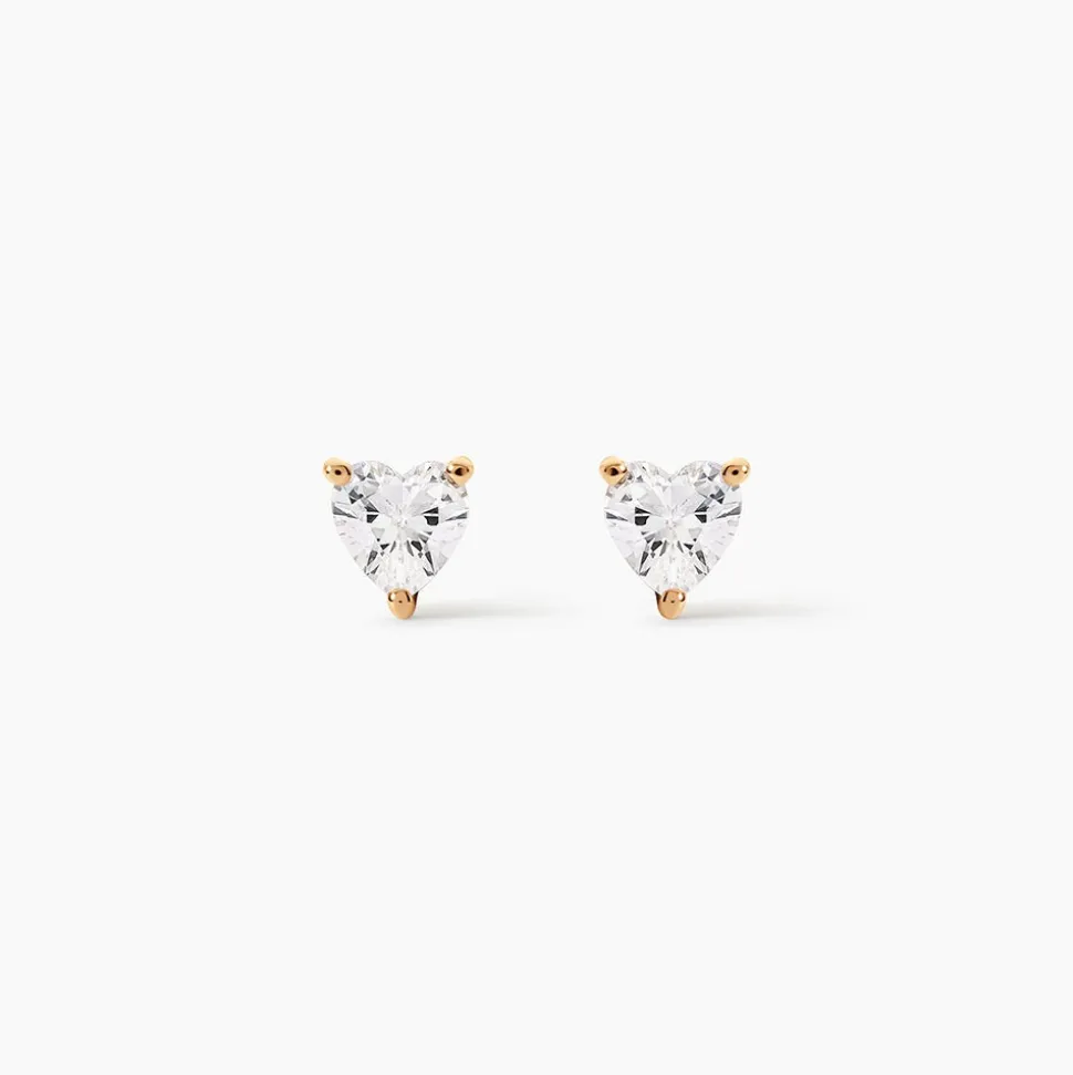 Boucles D'Oreilles Puces Rheane Plaqué Or Jaune Oxyde De Zirconium
