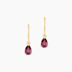 Marc Orian Pendantes|Cadeaux Mariage > Boucles D'oreilles Puces Rhodolite Goutte Or Jaune Rhodolite