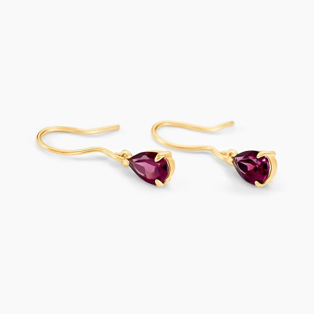 Marc Orian Pendantes|Cadeaux Mariage > Boucles D'oreilles Puces Rhodolite Goutte Or Jaune Rhodolite