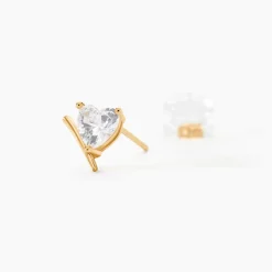 Marc Orian Bijoux Zirconium|Boucles D'Oreilles Cœur > Boucles D'Oreilles Puces Rodolph Or Jaune Oxyde De Zirconium