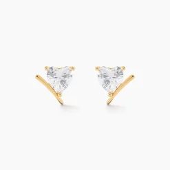 Marc Orian Bijoux Zirconium|Boucles D'Oreilles Cœur > Boucles D'Oreilles Puces Rodolph Or Jaune Oxyde De Zirconium