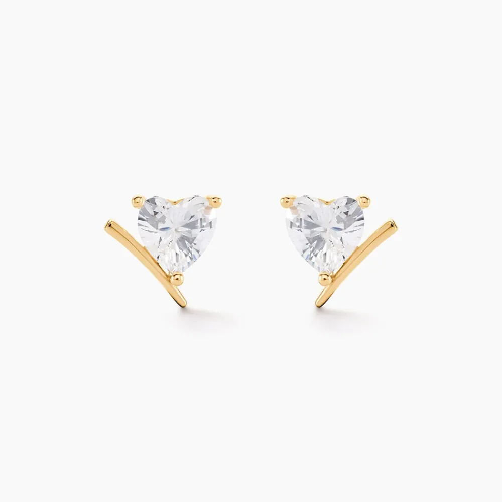 Marc Orian Bijoux Zirconium|Boucles D'Oreilles Cœur > Boucles D'Oreilles Puces Rodolph Or Jaune Oxyde De Zirconium