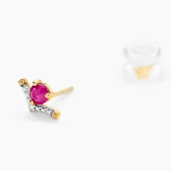 Marc Orian Cadeaux Mariage|Anniversaire De Mariage > Boucles D'oreilles Puces Sabella Or Jaune Rubis Diamant