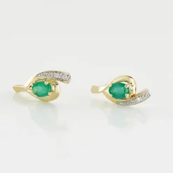 Marc Orian Cadeaux Mariage|Bijoux Émeraude > Boucles D'oreilles Puces Sagesse Or Jaune Emeraude Et Diamant