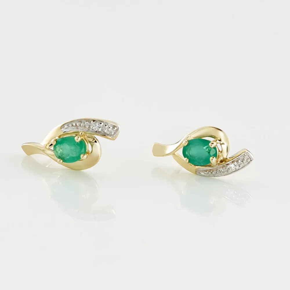 Marc Orian Cadeaux Mariage|Bijoux Émeraude > Boucles D'oreilles Puces Sagesse Or Jaune Emeraude Et Diamant