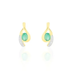 Marc Orian Cadeaux Mariage|Bijoux Émeraude > Boucles D'oreilles Puces Sagesse Or Jaune Emeraude Et Diamant
