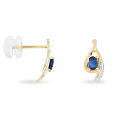Marc Orian Cadeaux Mariage|Anniversaire De Mariage > Boucles D'oreilles Puces Sagesse Or Jaune Saphir Et Diamant