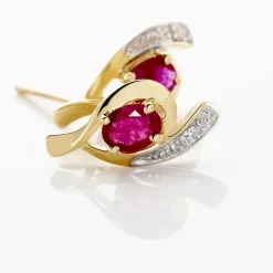 Marc Orian Cadeaux Mariage|Anniversaire De Mariage > Boucles D'oreilles Puces Sagesse Or Jaune Rubis Et Diamant