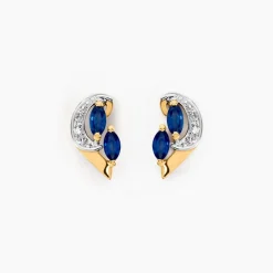 Boucles D'oreilles Puces Sakina Or Jaune Saphir Et Diamant Et Divers