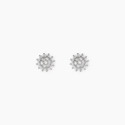 Boucles D'Oreilles Puces Saria Argent Blanc Oxyde De Zirconium