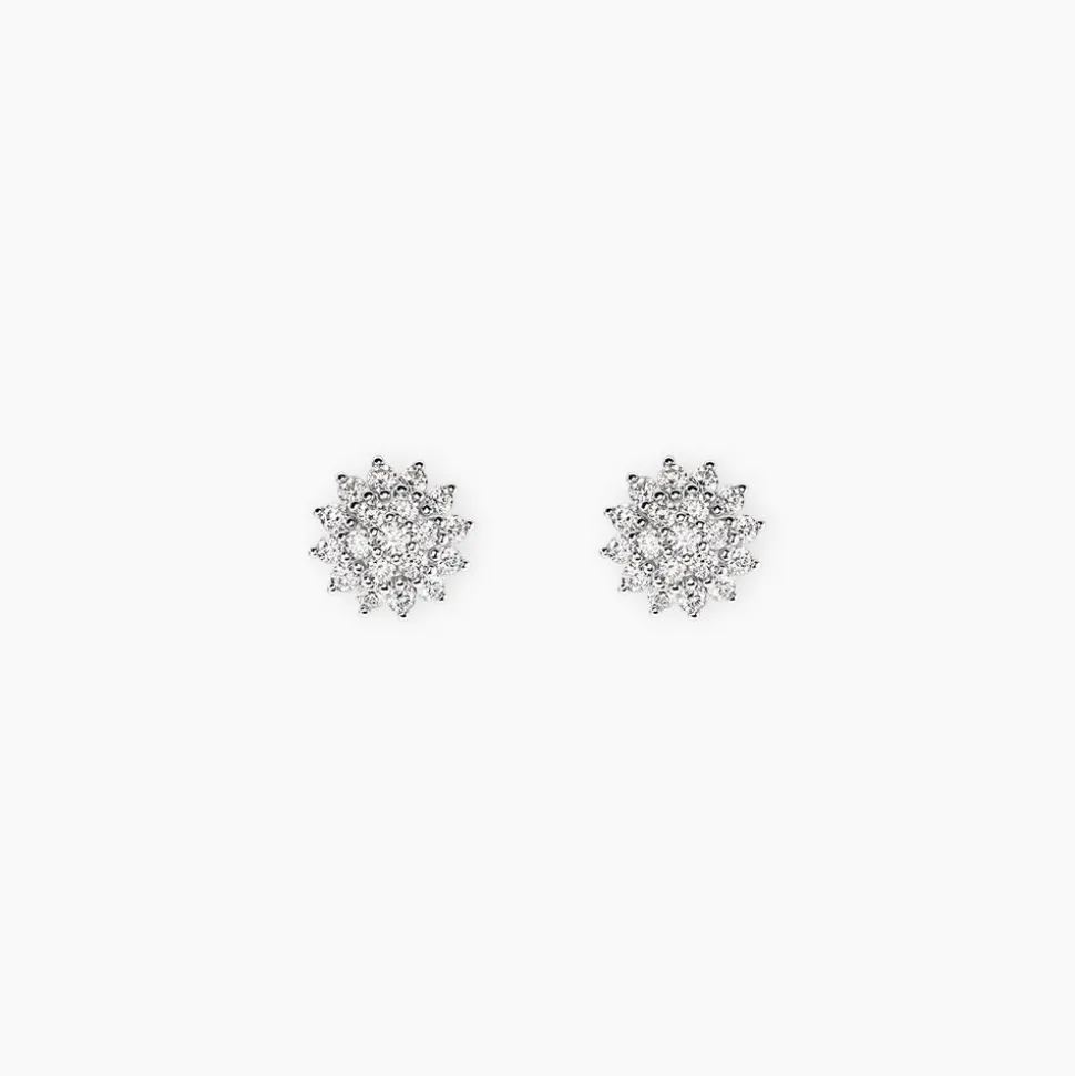 Boucles D'Oreilles Puces Saria Argent Blanc Oxyde De Zirconium