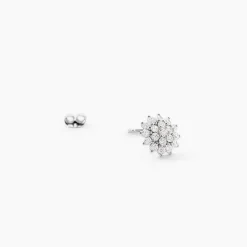 Boucles D'Oreilles Puces Saria Argent Blanc Oxyde De Zirconium