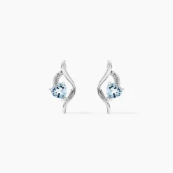 Boucles D'oreilles Puces Silucia Or Blanc Topaze Oxyde De Zirconium