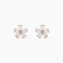 Marc Orian Bijoux Zirconium|Boucles D'Oreilles Fleur > Boucles D'oreilles Puces Siriana Argent Rose Oxyde De Zirconium