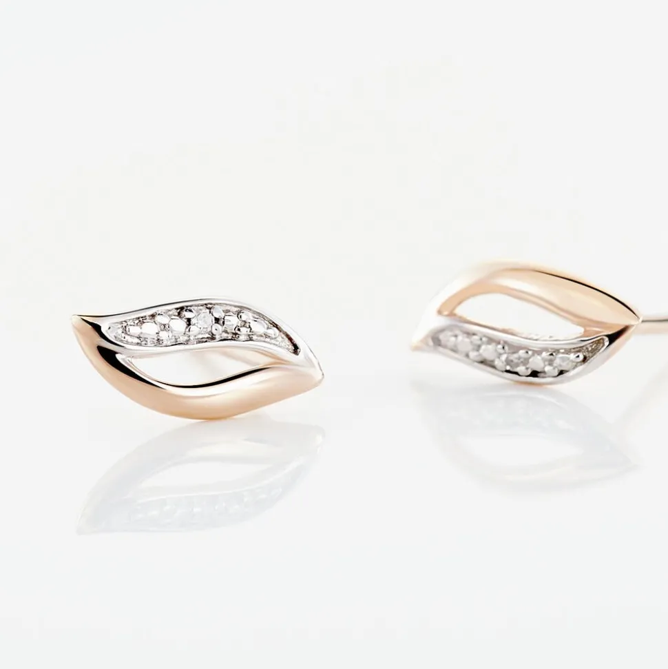 Boucles D'oreilles Puces Smeralda Or Rose Diamant